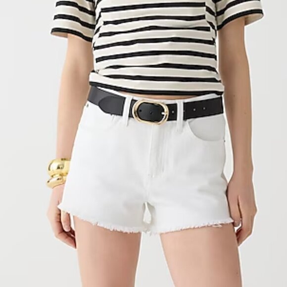 J. Crew Relaxed Denim High Rise Cutoff Shorts White Size 24 NWT - Picture 1 of 6